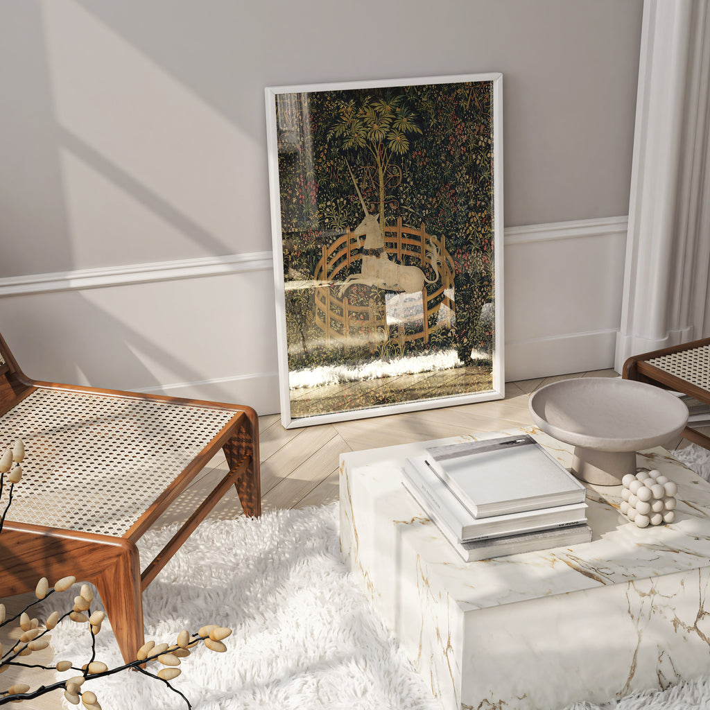Museum-quality art print of the Unicorn in Captivity, perfect for gallery wall displays
