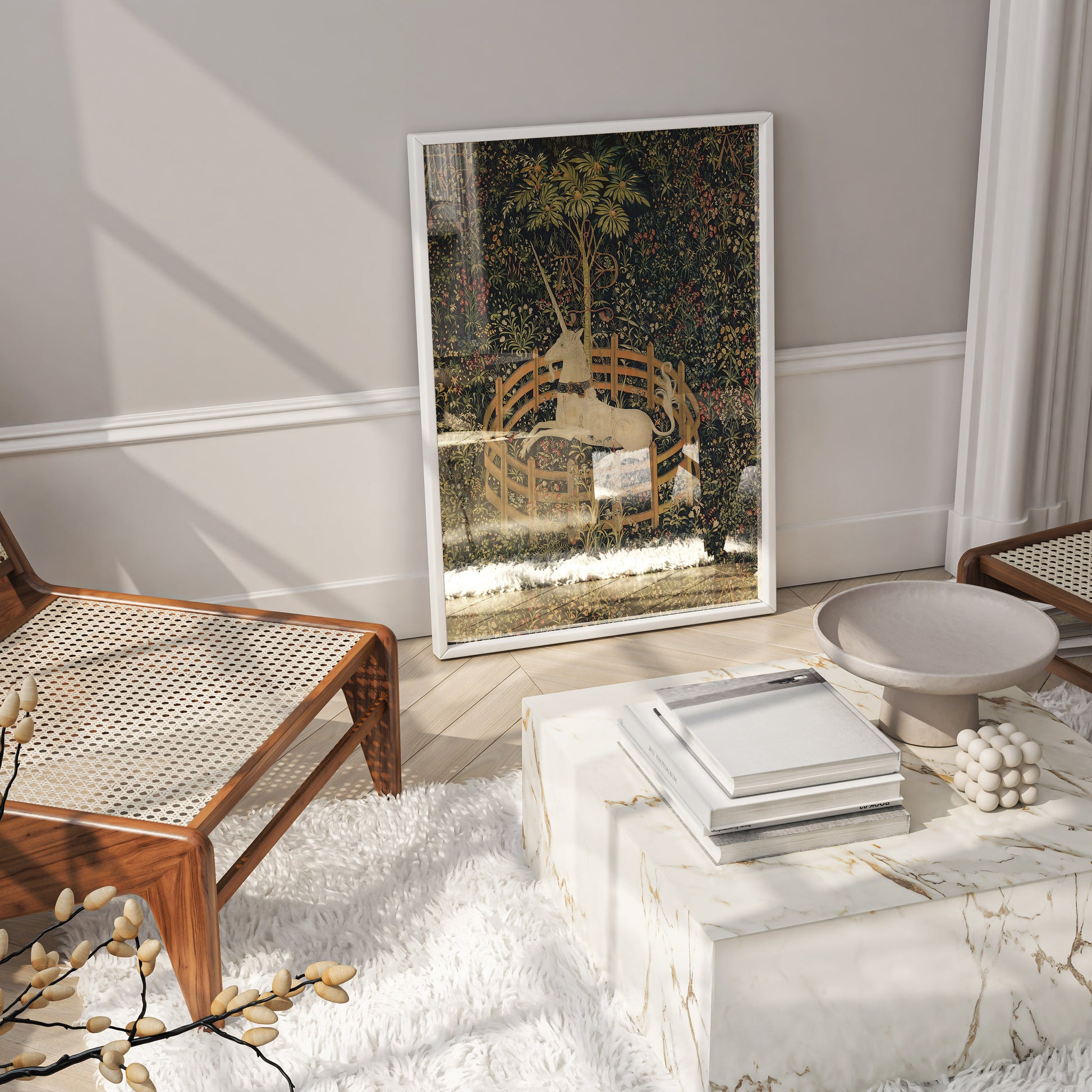 Museum-quality art print of the Unicorn in Captivity, perfect for gallery wall displays