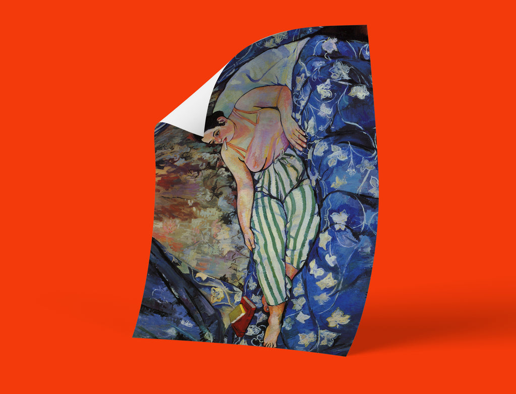 Texture detail of Suzanne Valadon's The Blue Room fine art print showing premium matte finish and ultra-sharp 350dpi resolution, delivering vibrant colours and exceptional clarity in gallery-quality wall art