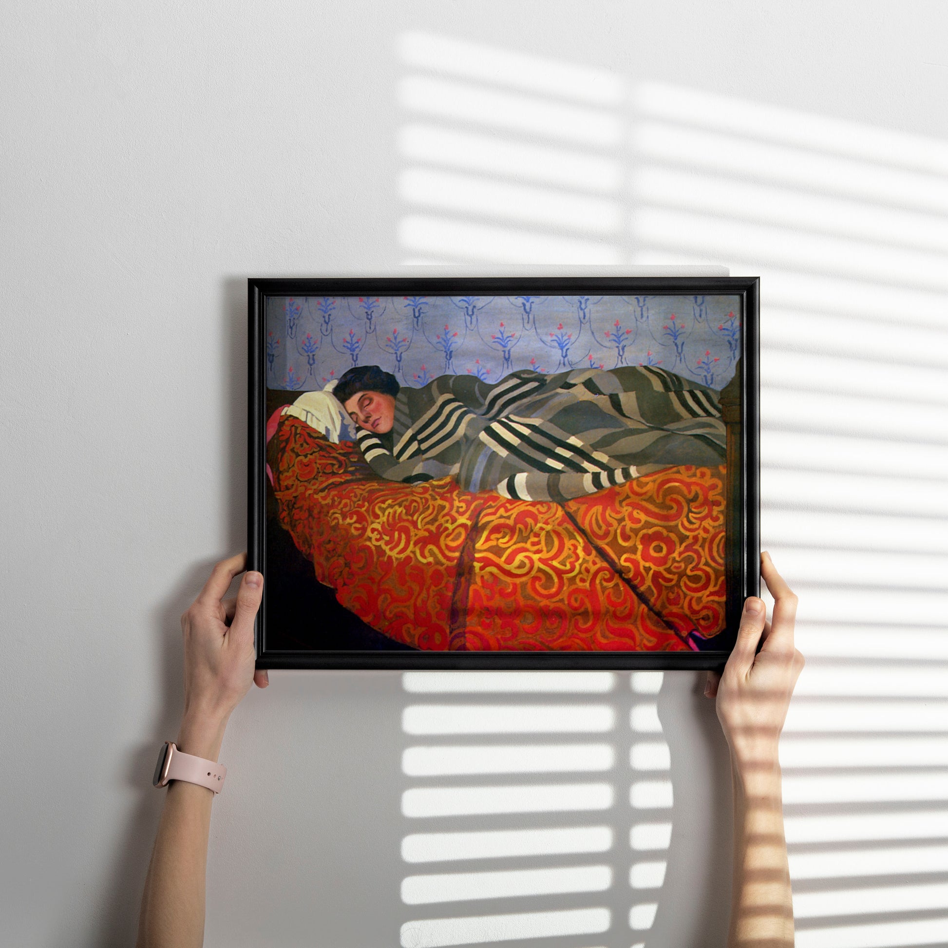 Fine art print of Félix Vallotton's Sleeping Woman, a colourful figurative artwork suited to bedroom or living room wall decor.