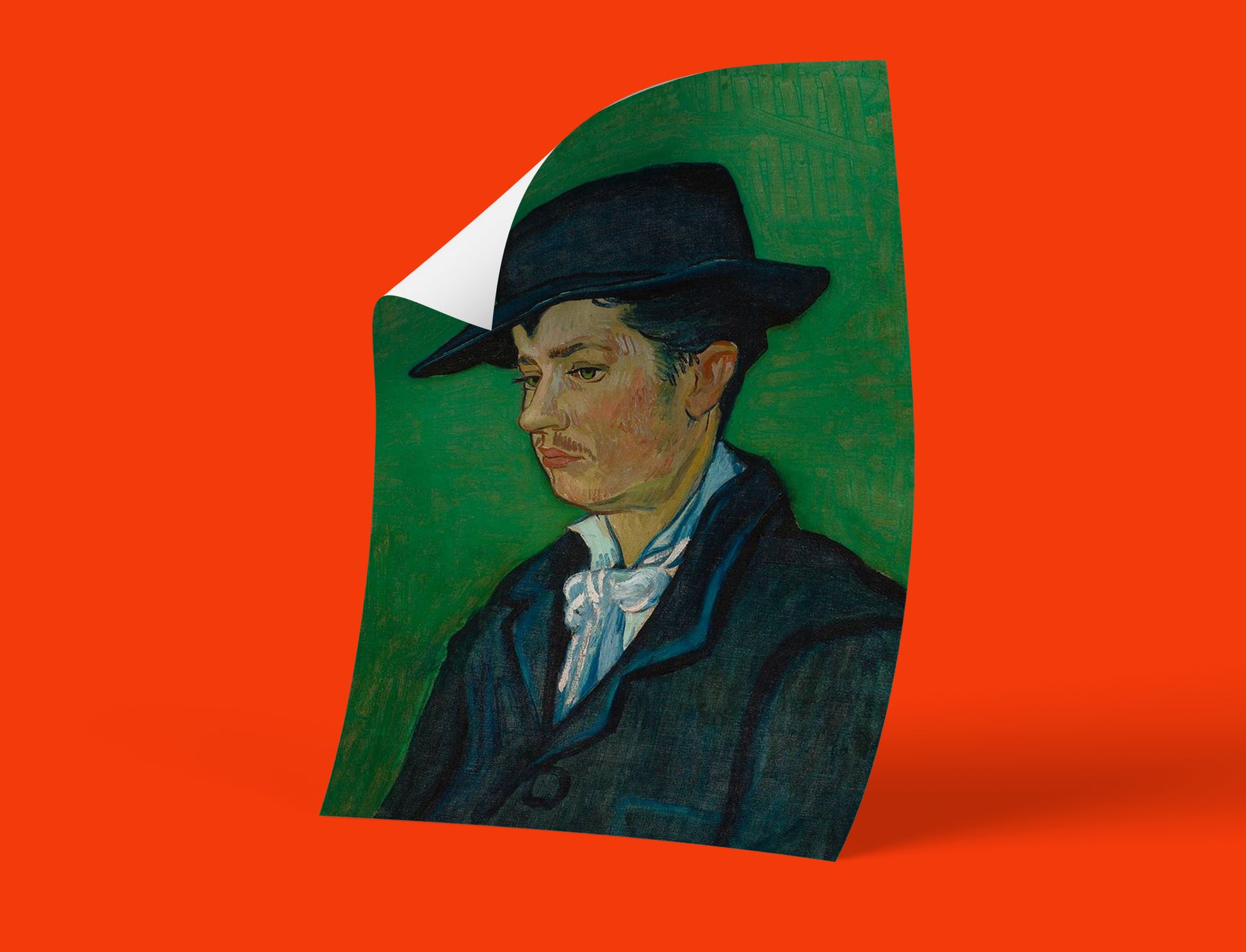 Van Gogh Portrait of Armand Roulin art print featuring 17-year-old youth in three-quarter profile with complementary colour palette, museum quality wall art poster from Arles period