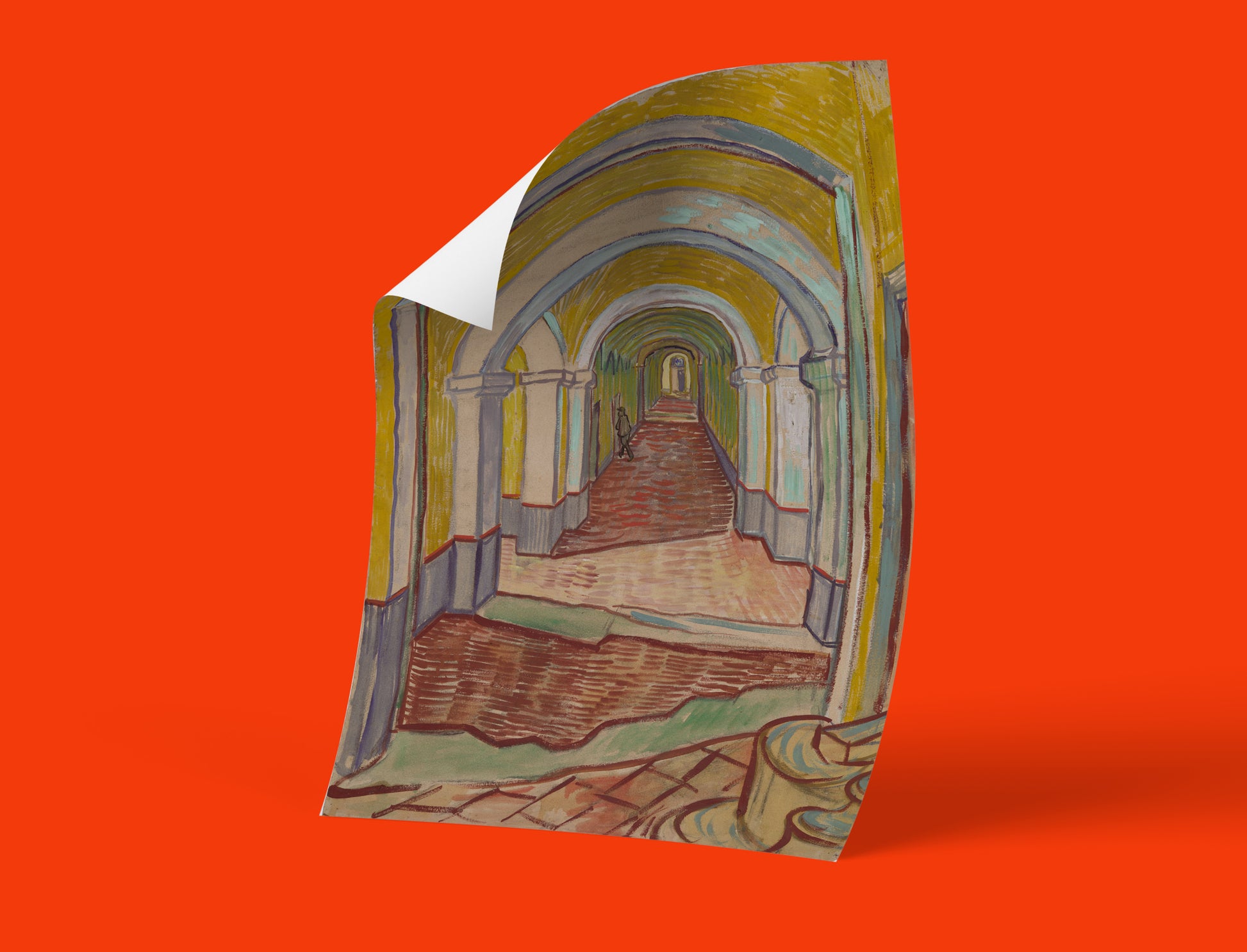 Museum-grade Vincent van Gogh Corridor in the Asylum art reproduction print featuring receding arches and vibrant colour palette, classic fine art wall décor for collectors