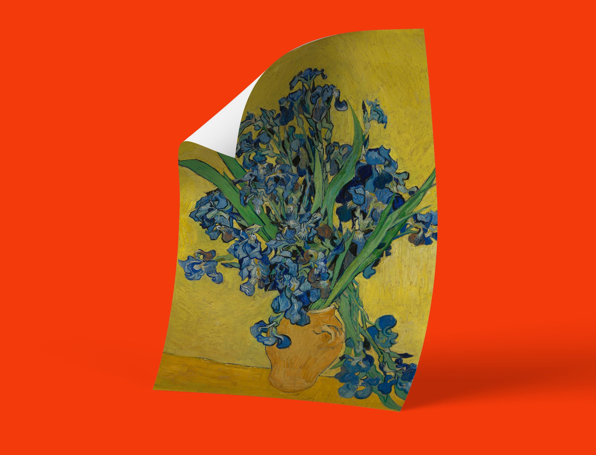 Museum-quality wall art of Van Gogh's "Irises" painting, perfect for home decor and a clean, modern aesthetic.