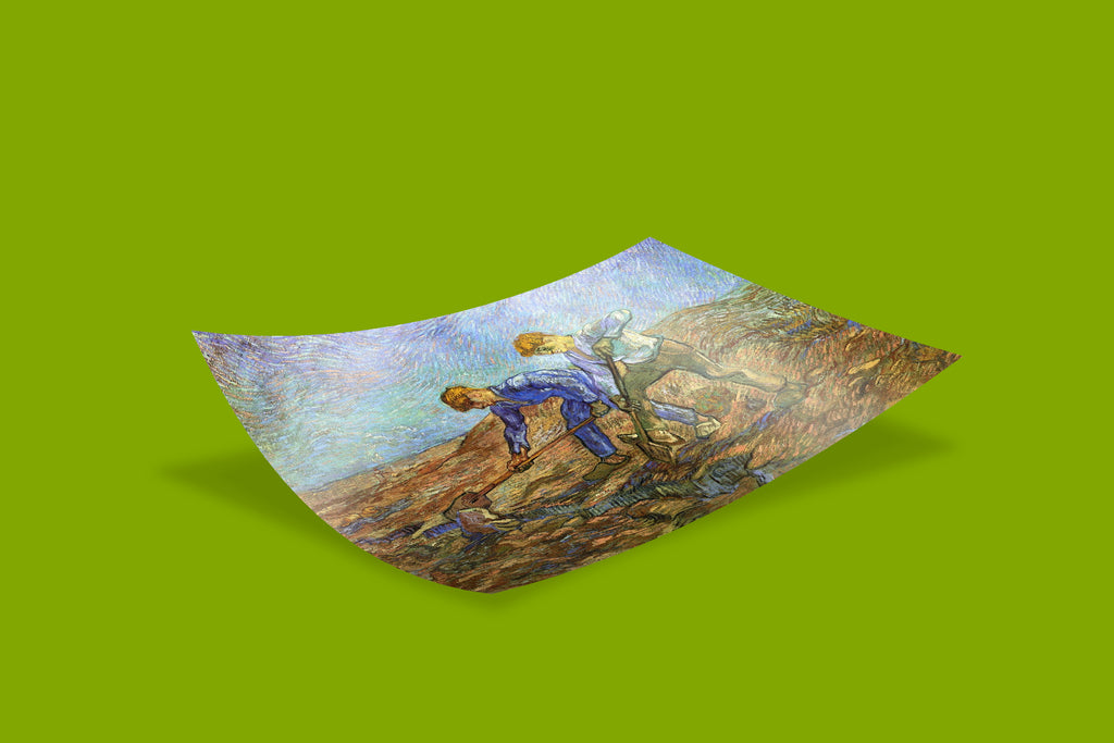 Vincent van Gogh 1889 peasant digging painting reproduction print, FSC-certified fine art poster with matte finish, available in multiple sizes for UK art lovers
