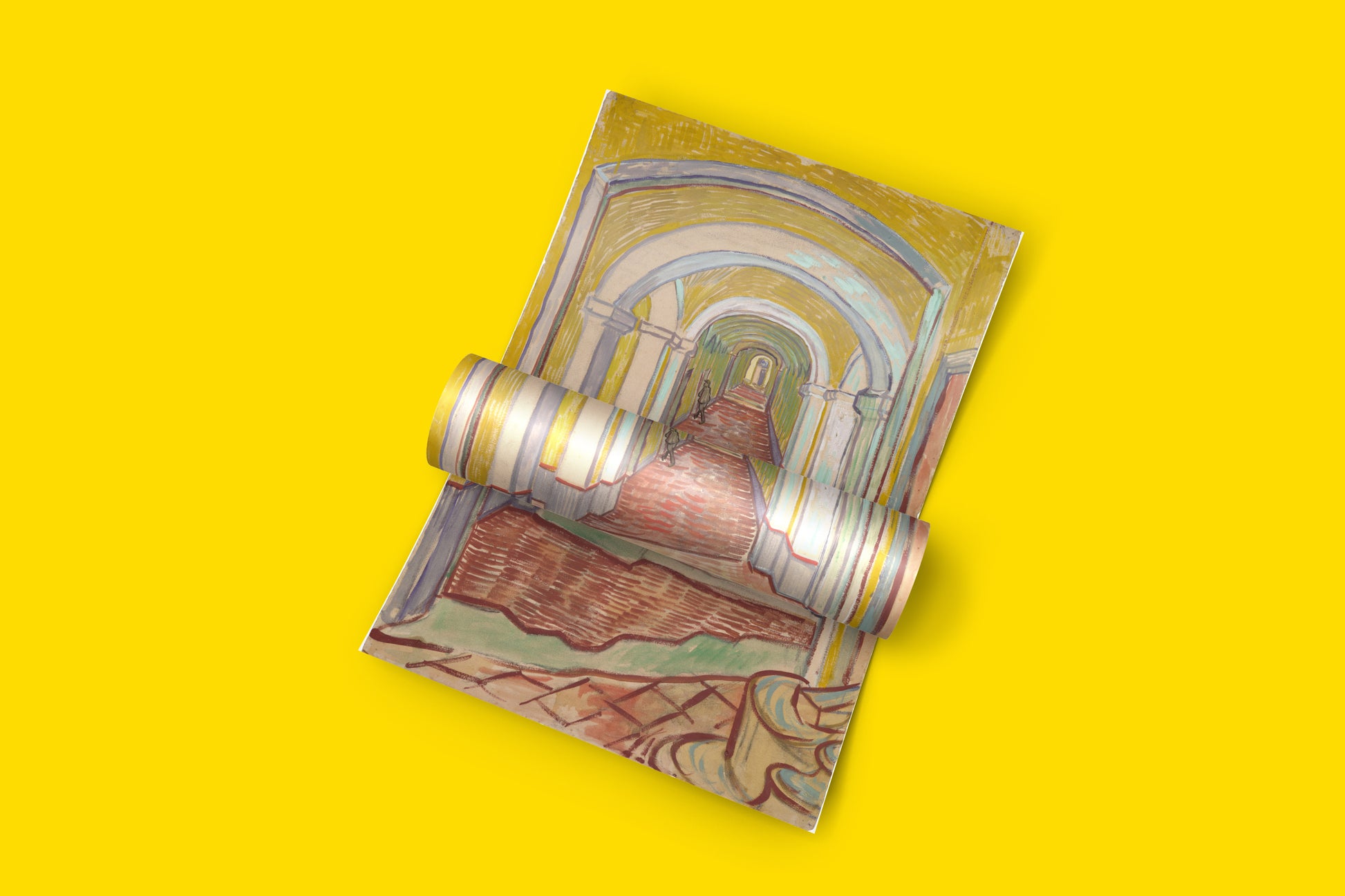 High-quality Van Gogh Corridor in the Asylum fine art print with 12-colour printing technology, showing Saint-Rémy monastery corridor 1889-1890, premium wall art for home or office