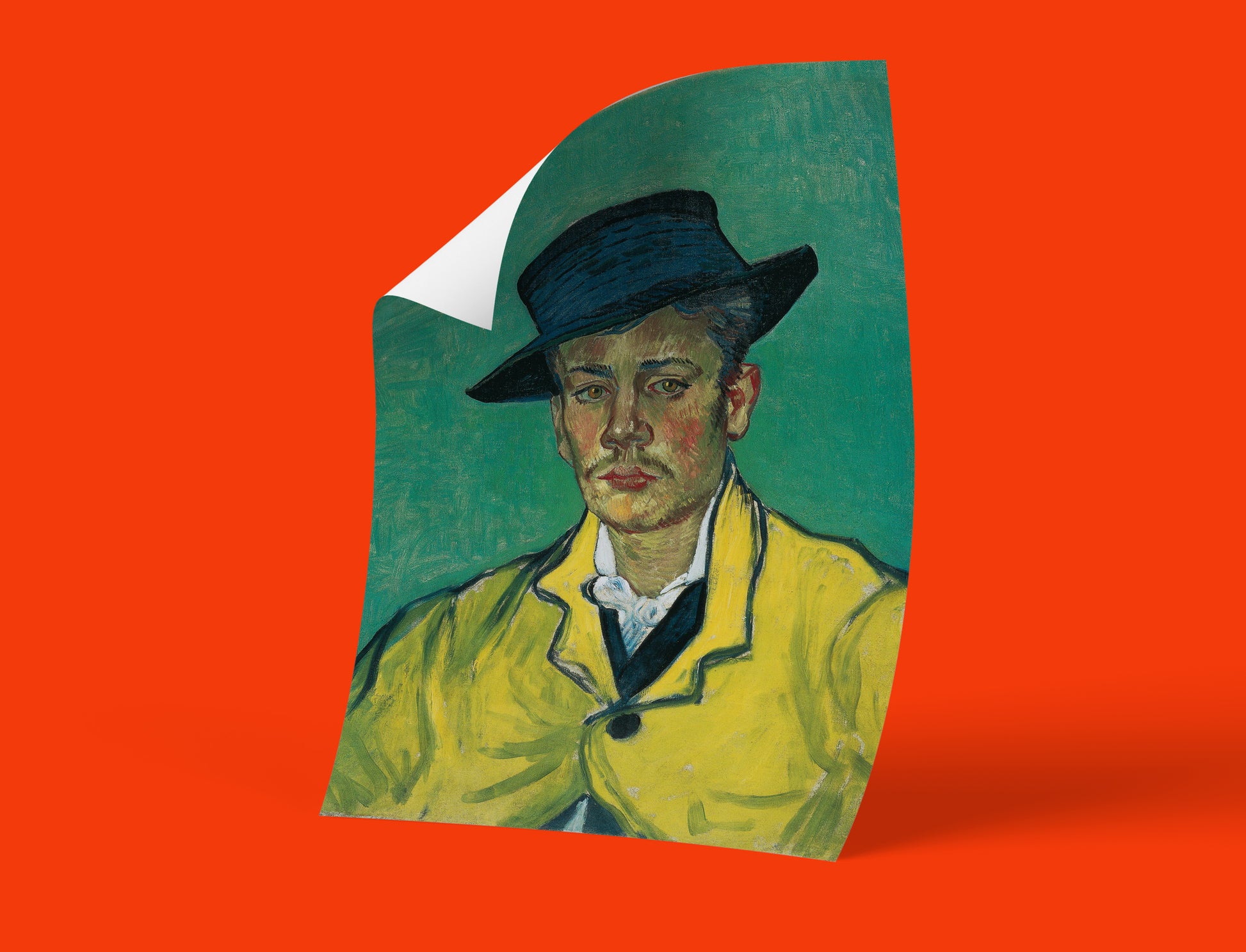 Vincent van Gogh's iconic "Portrait of Armand Roulin" fine art print, showcasing the vibrant colours and distinctive brushwork of the post-impressionist master, perfect for a gallery wall.