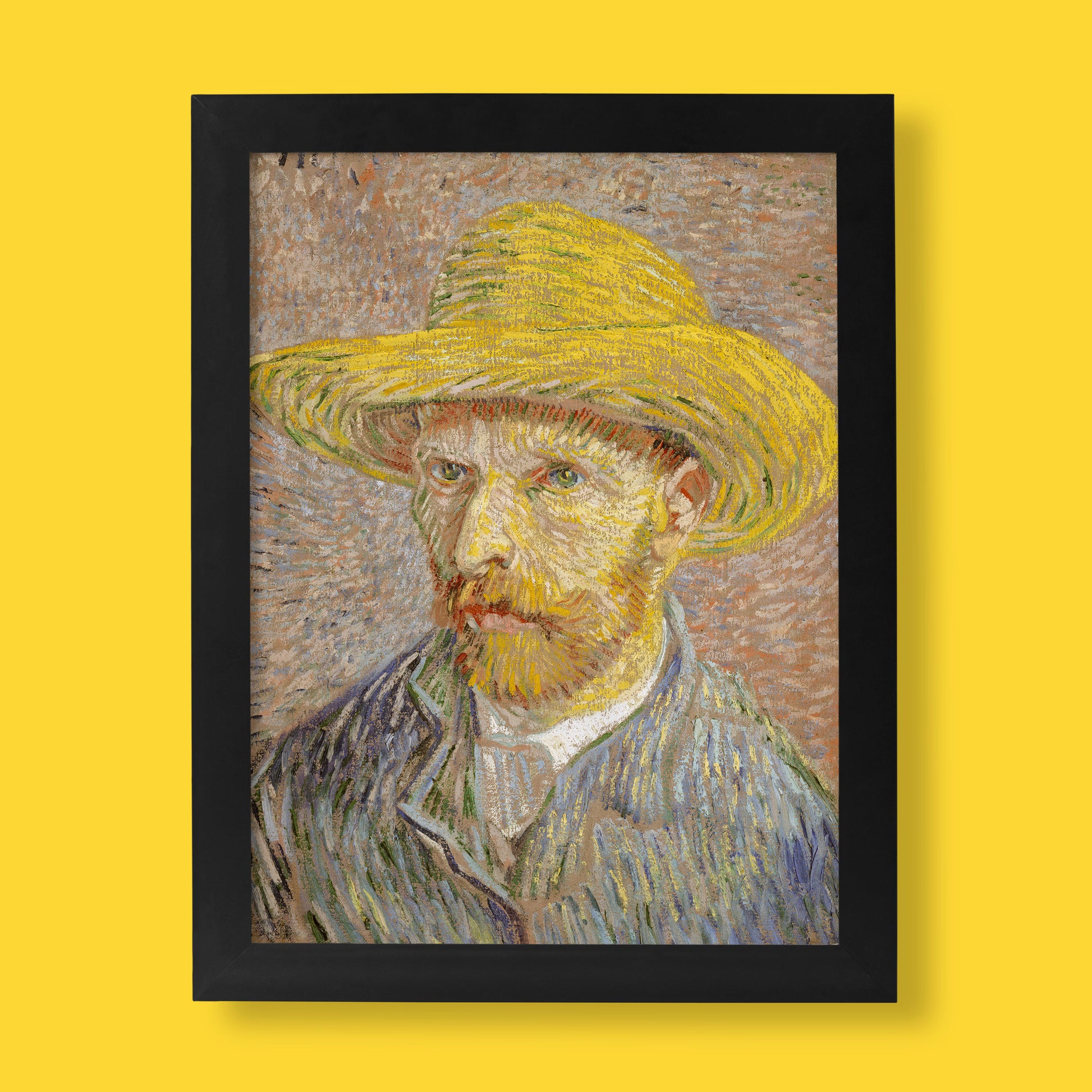 Vincent van Gogh Self-Portrait with a Straw Hat fine art print reproduction showing the artist in yellow straw hat, premium giclée wall art for modern home décor and interior design