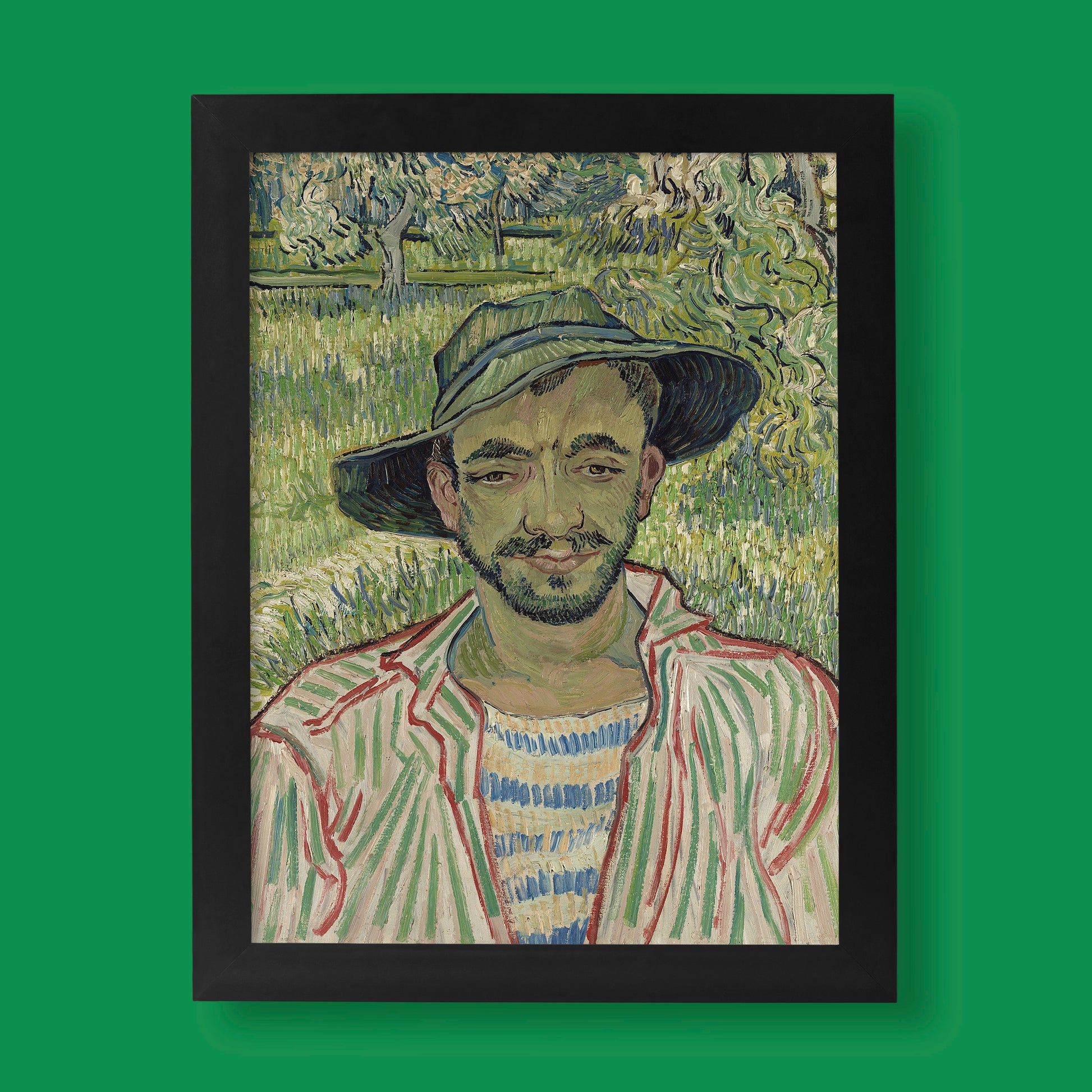 Vincent van Gogh The Gardener fine art print poster featuring Post-Impressionist portrait painting perfect for home wall decor and art collectors