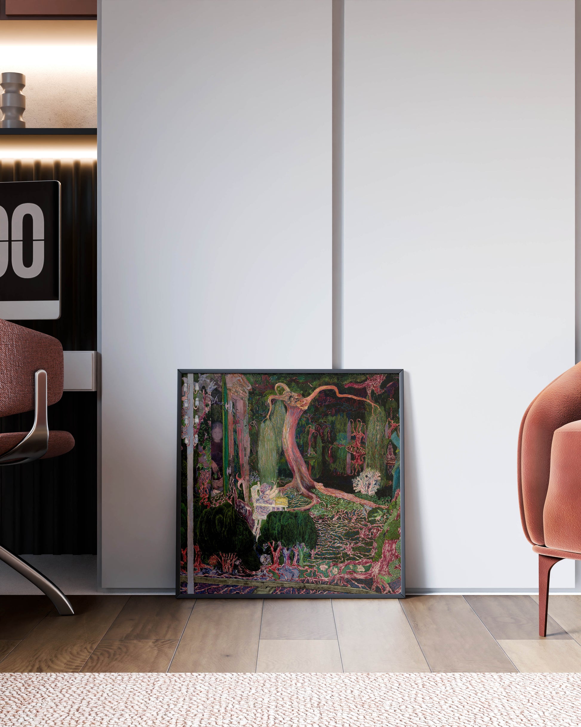 Fine art reproduction of Jan Toorop's symbolist masterpiece The New Generation, featuring decorative Art Nouveau patterns and family portrait, luxury wall art for modern interiors