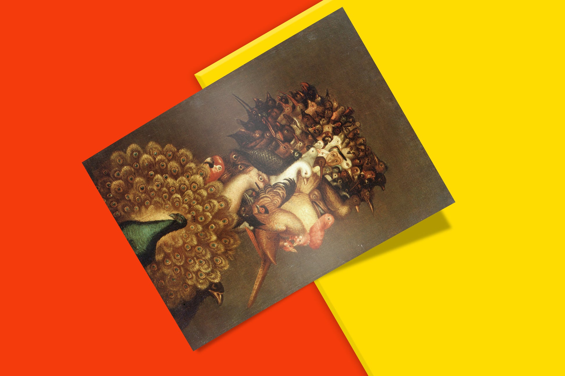 Renaissance artist Arcimboldo Air element art print featuring peacock eagle and songbirds forming human profile, museum quality wall art reproduction
