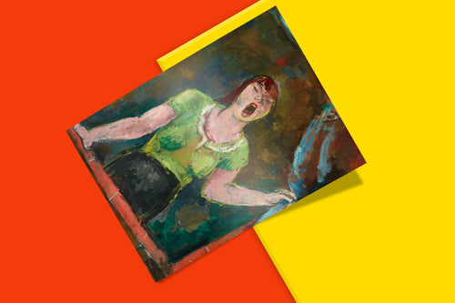 Vintage European art print of Yawning Woman by Joseph Kutter - museum quality fine art poster featuring expressionist brushwork and vivid colours