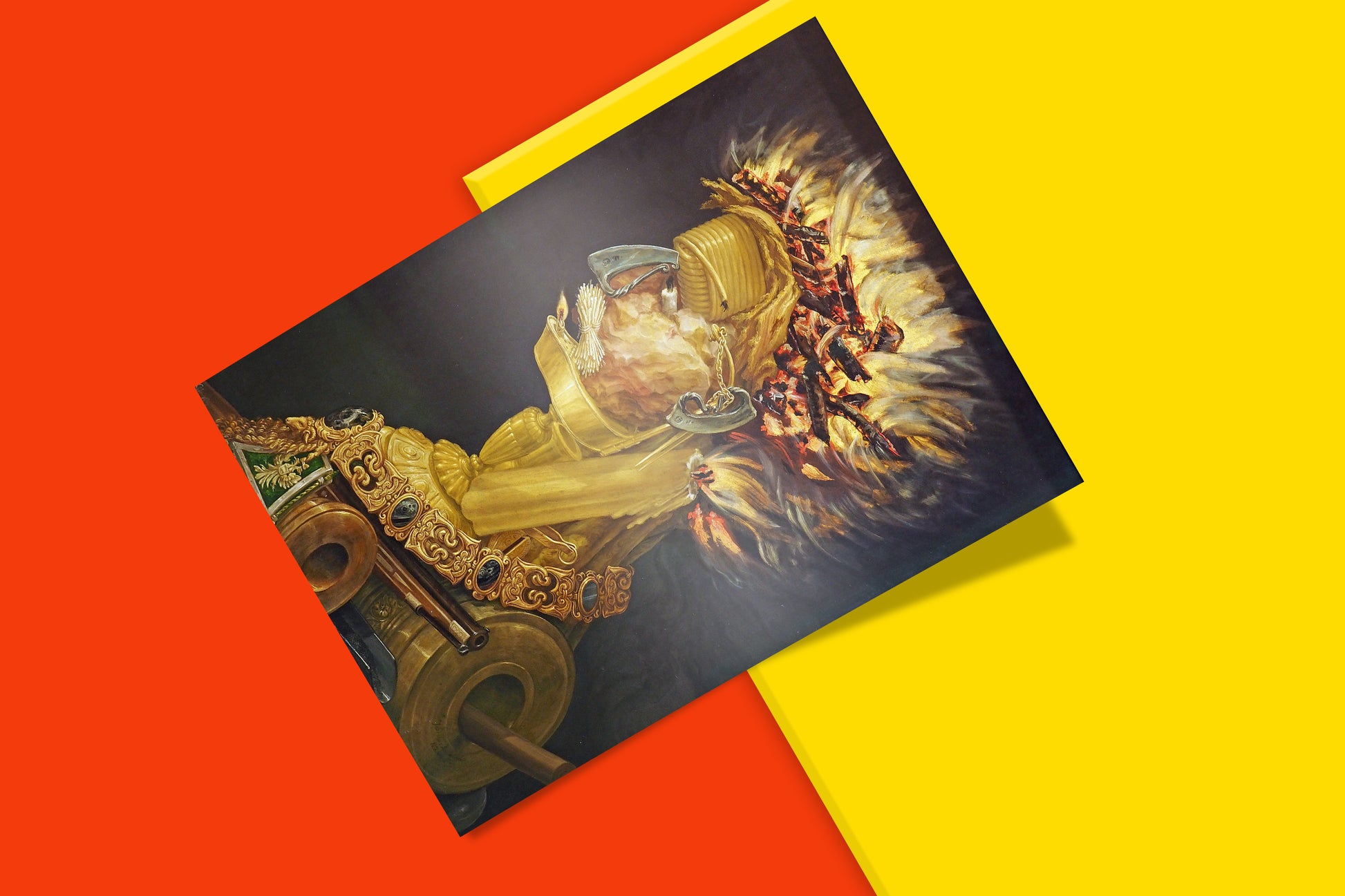The Allegory of Fire by Giuseppe Arcimboldo - premium art poster print featuring Renaissance composite portrait, perfect wall art for art collectors and home decoration