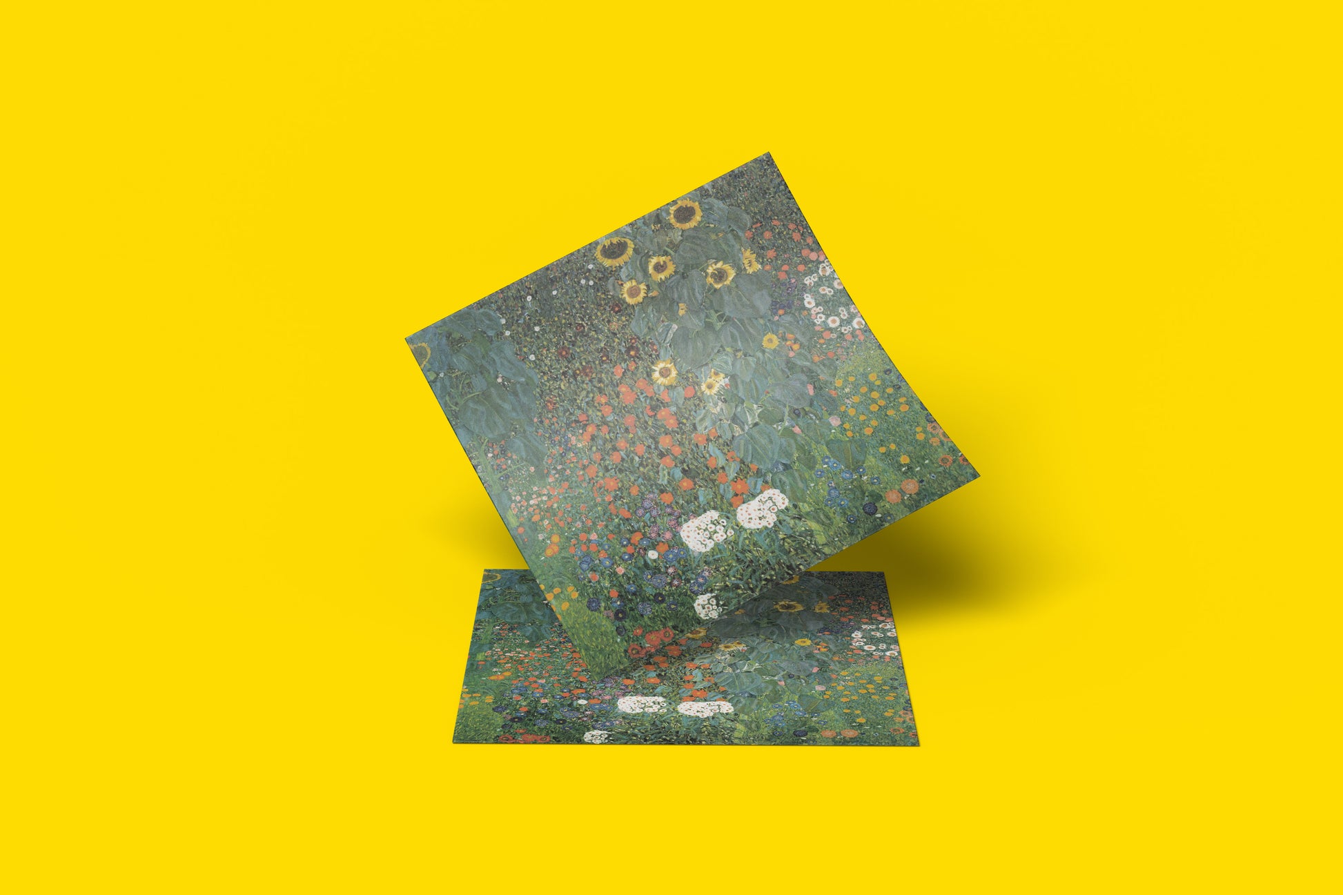 Close-up of a vintage-style Gustav Klimt sunflowers print, showcasing the ultra-sharp clarity and definition of giclée printing.