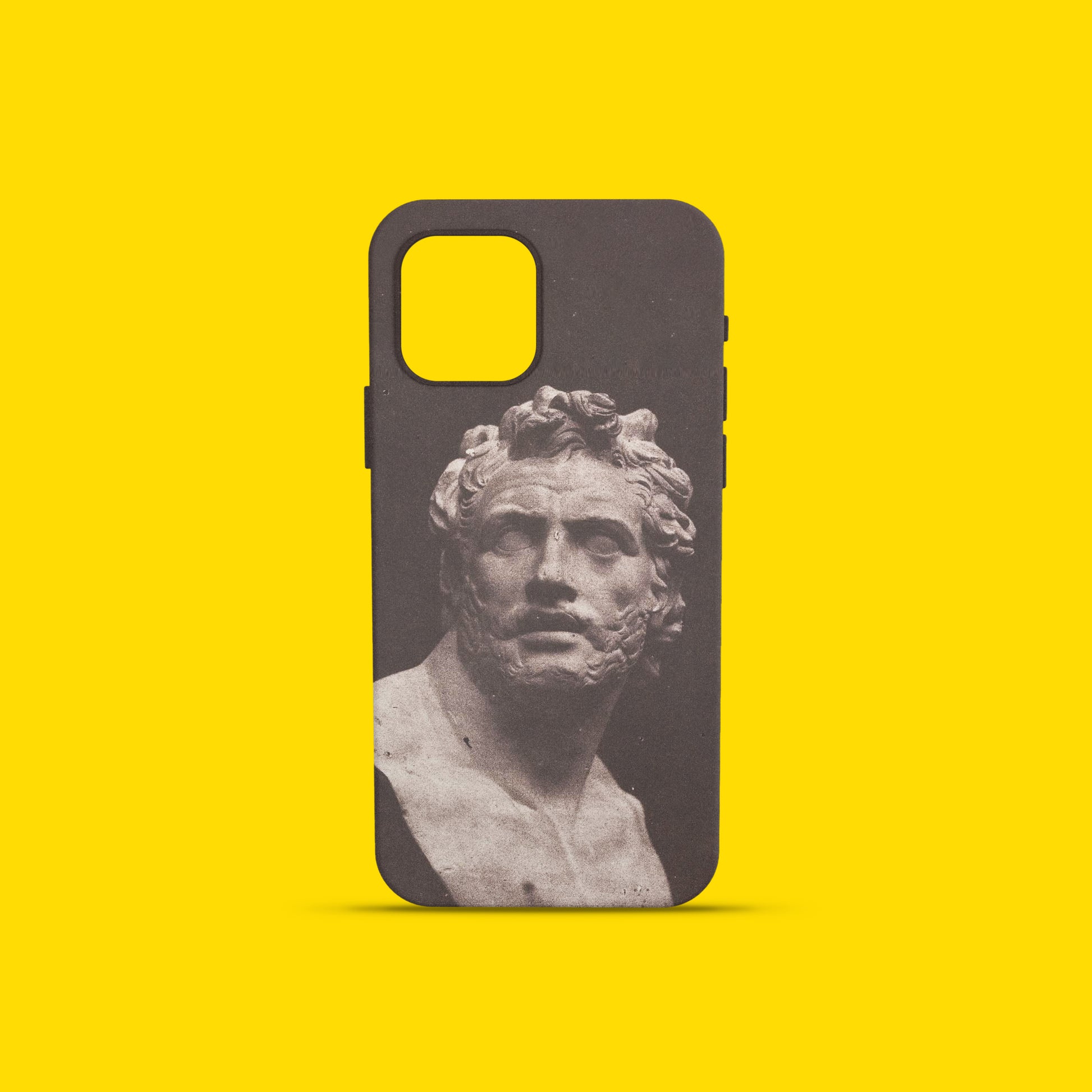 The ART SNOB phone case featuring a vintage photography print of the 'Bust of Patroclus', highlighting the unique design and high-quality artistic detail.
