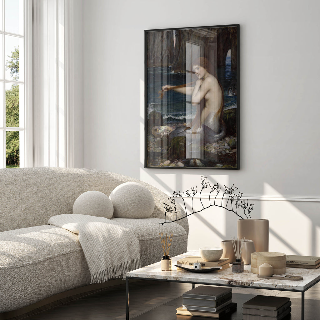 Victorian fine art poster of Waterhouse's A Mermaid, high-quality giclée print with vivid colour reproduction