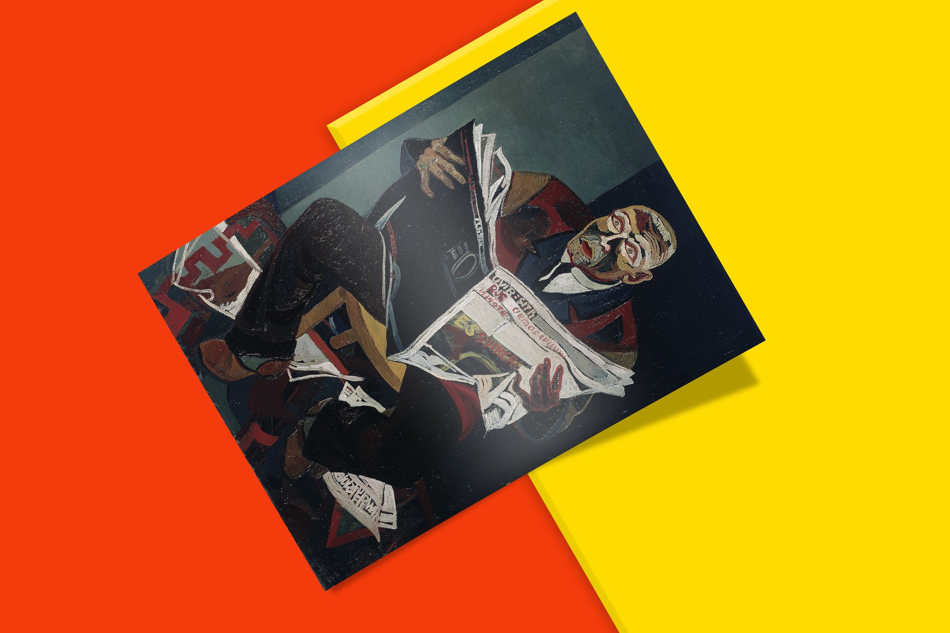 Josef Scharl Newspaper Reader painting print - 1920s German Expressionist art poster featuring premium giclée printing on FSC-certified paper