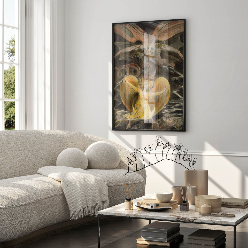 William Blake gothic dark art print featuring the Great Red Dragon, premium wall decor for art lovers and collectors