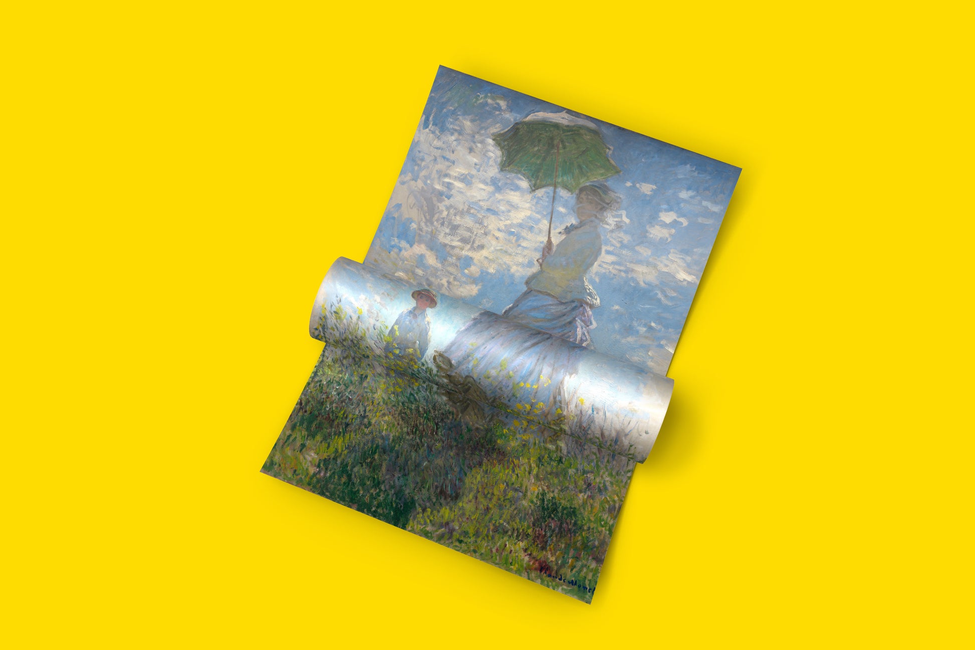 An iconic and vibrant art print of the classic painting, "Woman with a Parasol," a must-have for fine art lovers and home wall decor.