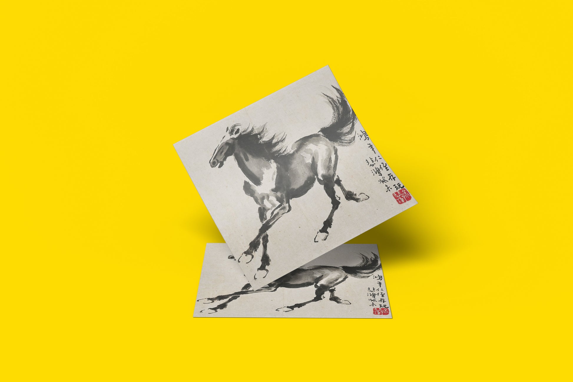 An iconic Xu Beihong painting of a running horse, now available as an eco-friendly art print with vivid colors and sharp clarity for art lovers.
