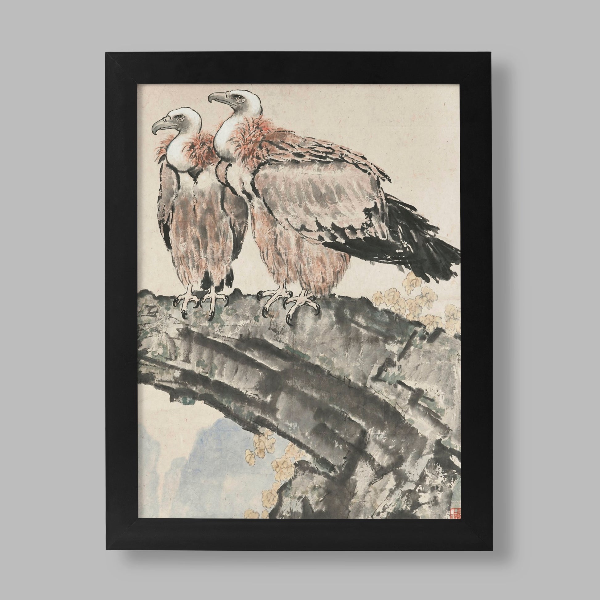 Xu Beihong's "Two Condors" fine art print, a masterpiece of 20th century Chinese painting available as a museum-quality giclée print.