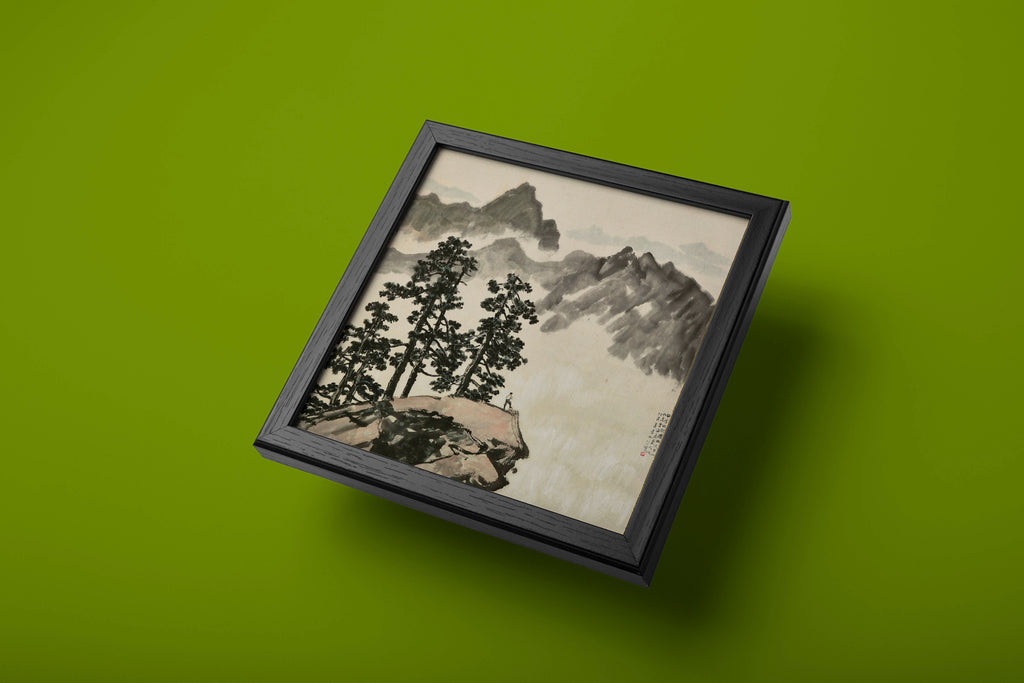 "Tianmu Mountains" wall art by Xu Beihong, a masterpiece of Chinese landscape painting blending Western and Eastern techniques.