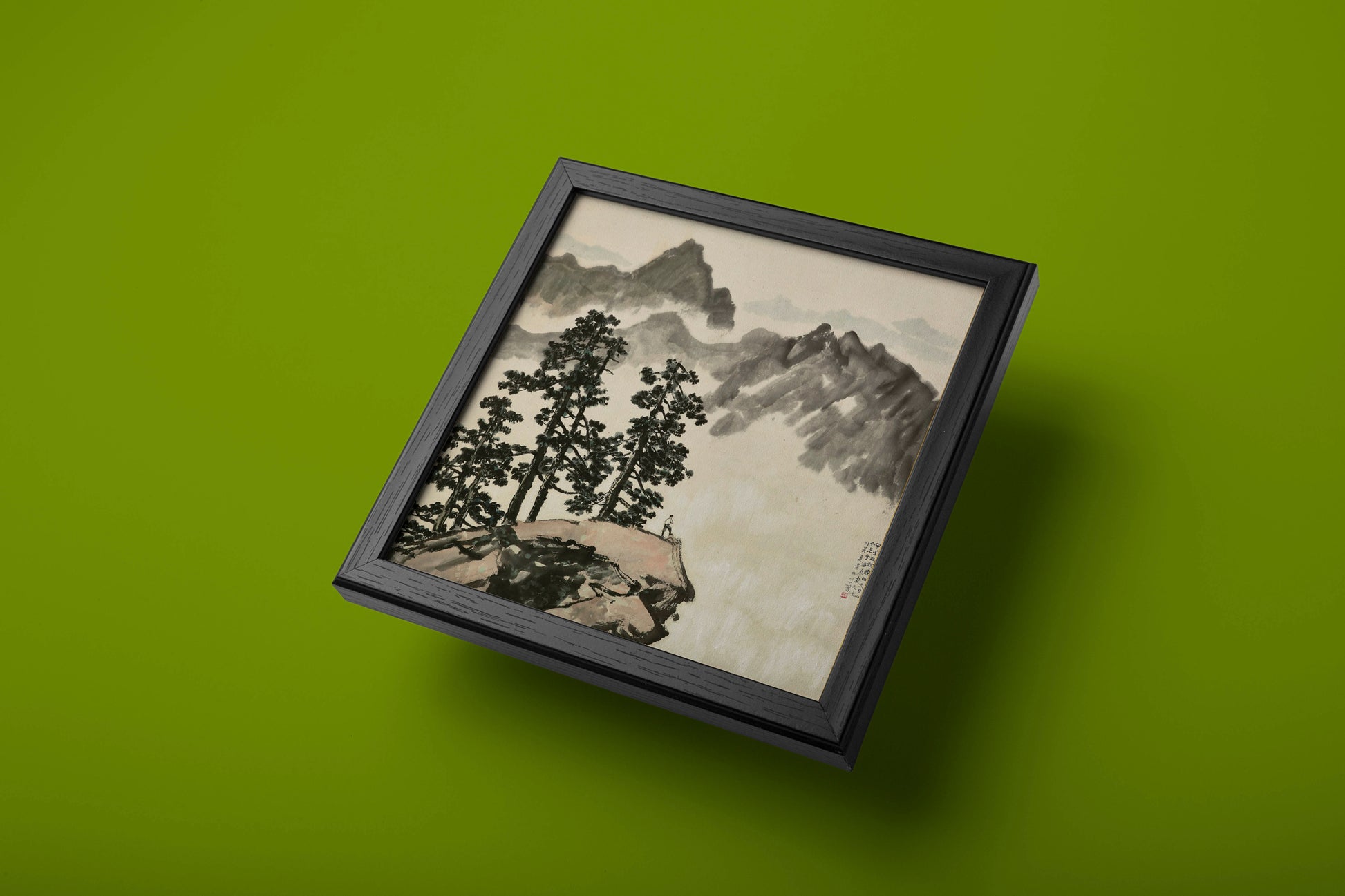 "Tianmu Mountains" wall art by Xu Beihong, a masterpiece of Chinese landscape painting blending Western and Eastern techniques.